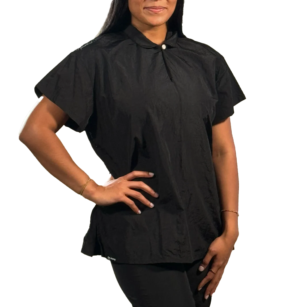 Black Mandarin Tunic Top by Jim Jump - Image 2