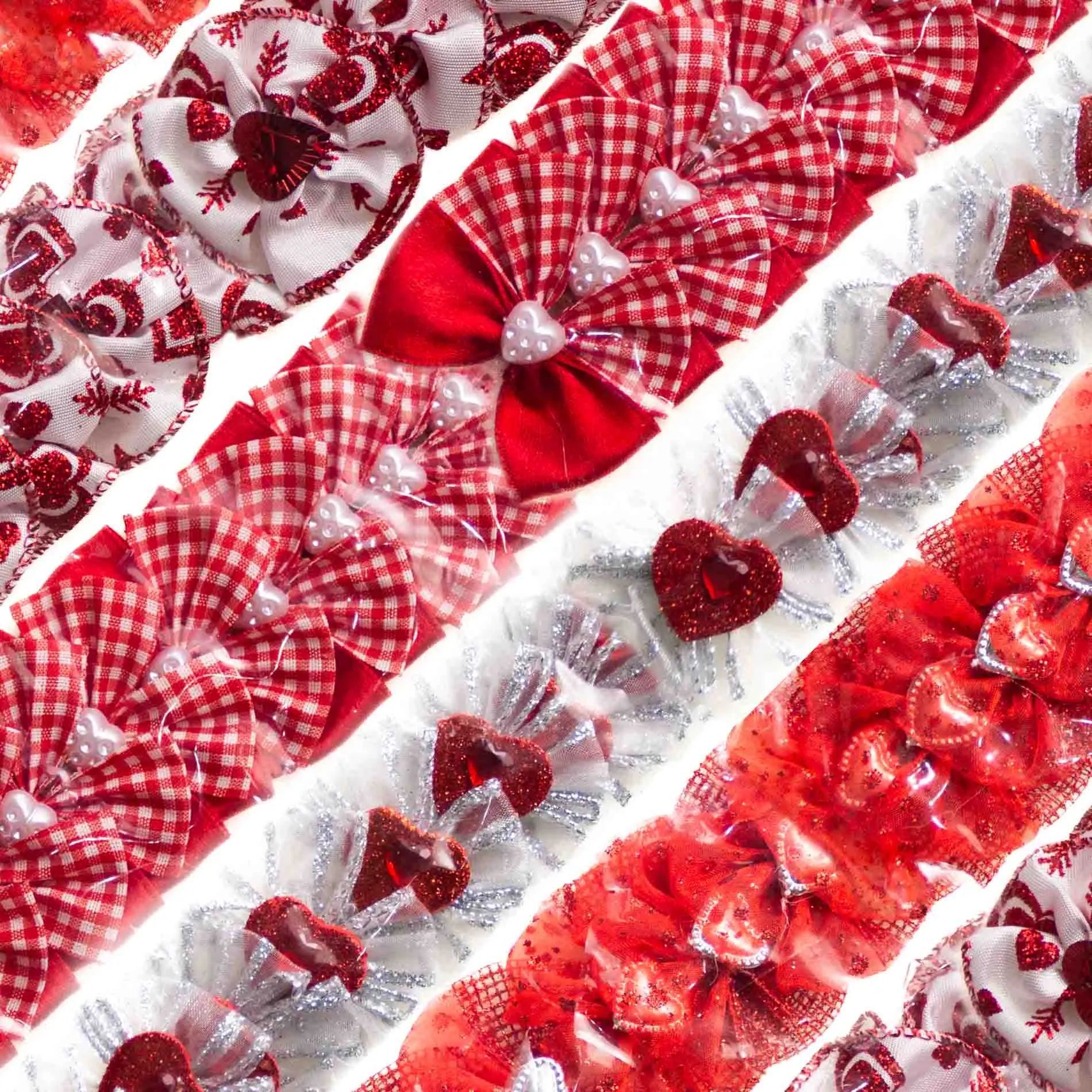 50 Red and White Valentine Bows – Surprise Design and Size by Cecilia bows