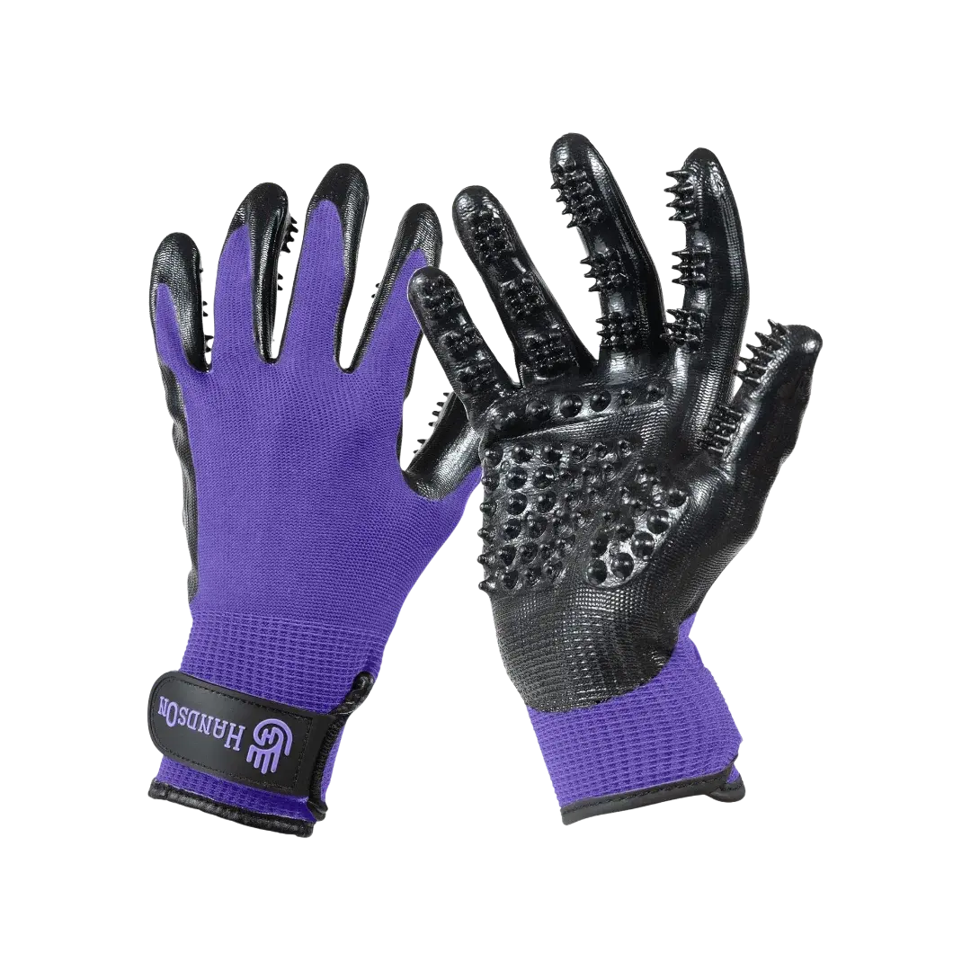 Small Purple Monochromatic Deshedding Gloves by HandsOn Gloves - Image 2