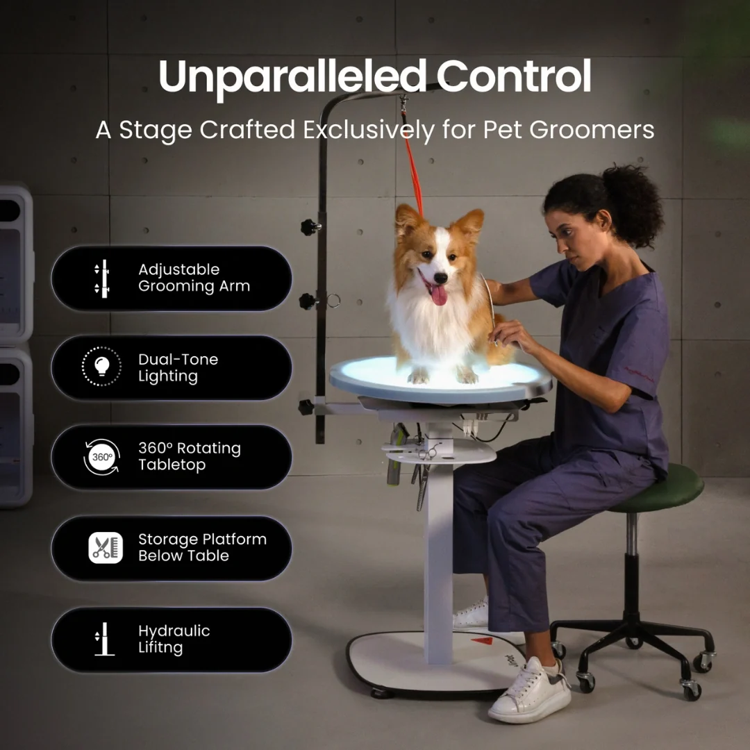 Revolve360 Hydraulic 360° Rotating Grooming Table with Tabletop Light by Jirpet - Image 8