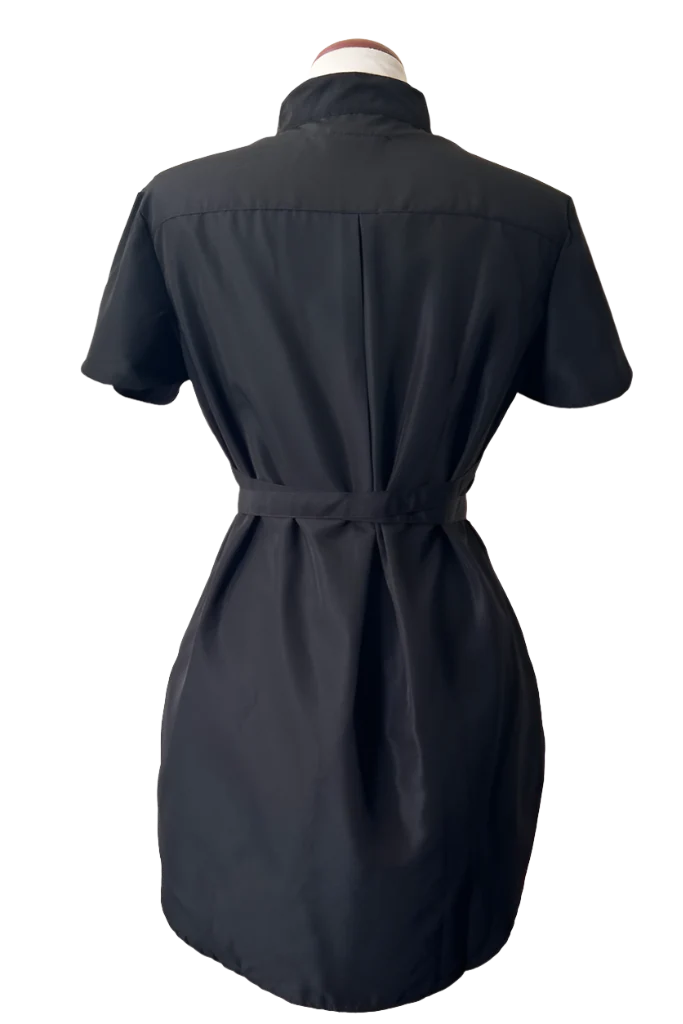 Classic Black Rhinestone Half Zipper Front Stylish Scrub Tunic by Ladybird Line - Image 3