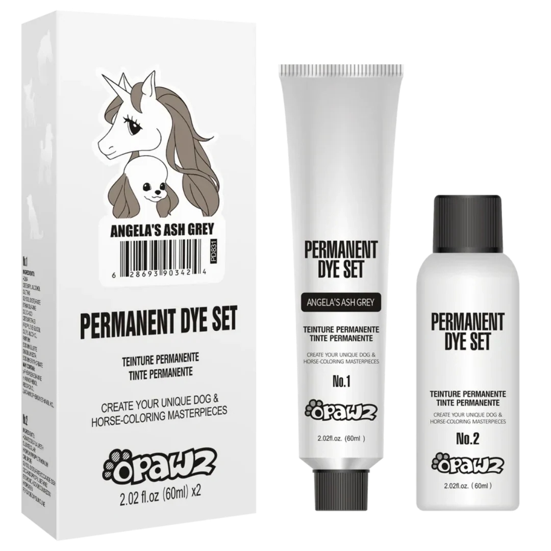 Permanent Dog Hair Dye Set Angela's Ash Grey 2oz by Opawz