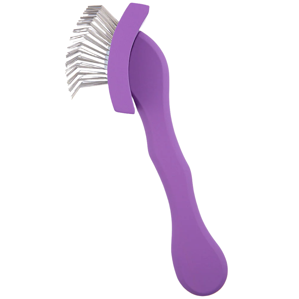Medium Curved Purple Dematting Brush by PetStore.Direct - Image 3