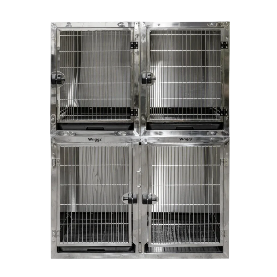 Module Stack Duo Dog Grooming Stainless Steel Cage by Waggz